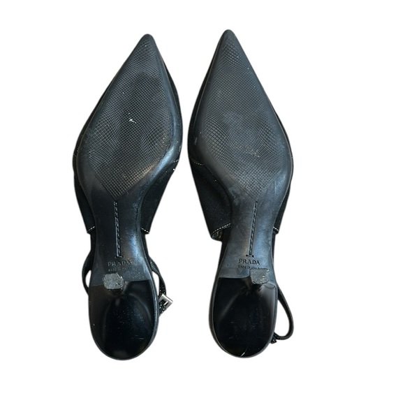 Vintage Prada Kitten Heels Black Suede Pointed Toe Authenticated 6.5 - Picture 2 of 7